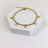 Heart Charms Tennis Chain Bracelet