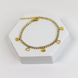 Heart Charms Tennis Chain Bracelet