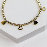 Heart Charms Tennis Chain Bracelet
