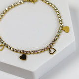 Heart Charms Tennis Chain Bracelet
