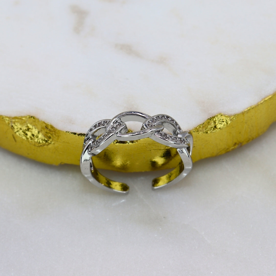 Leaf Link Stone Ring - Adorn-iq