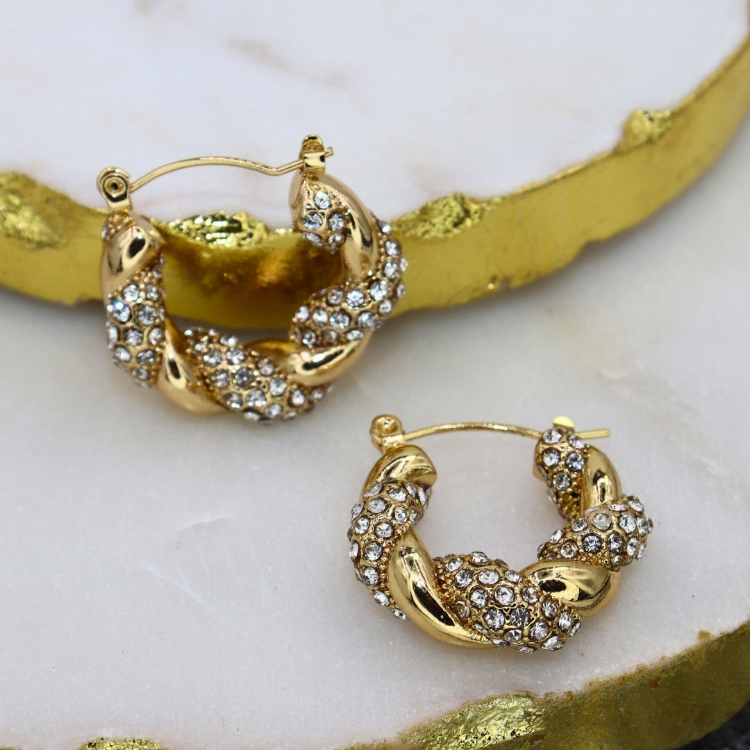Zircon Twisted Hoops - Adorn-iq