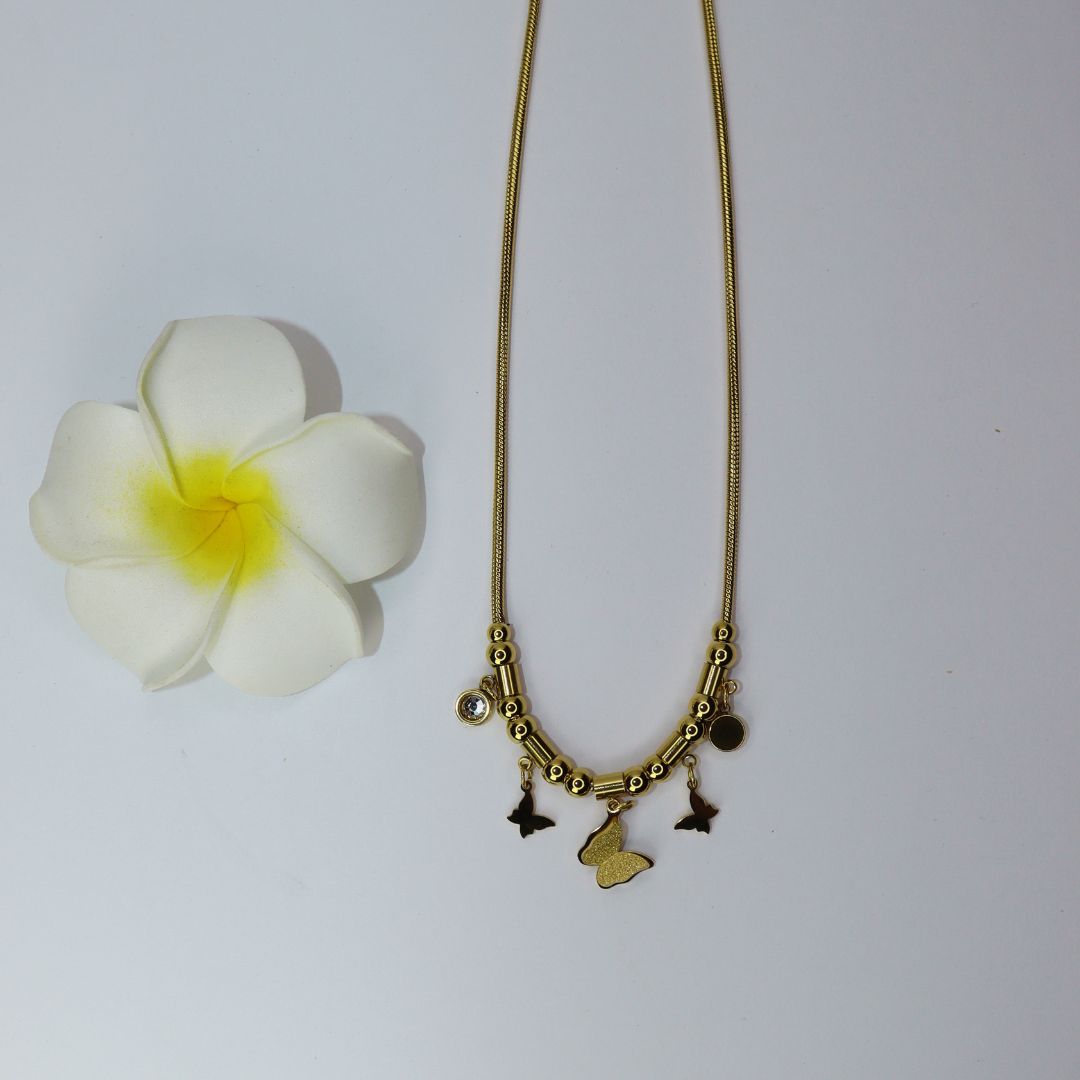 Golden Butterfly Charm Necklace - Adorn-iq