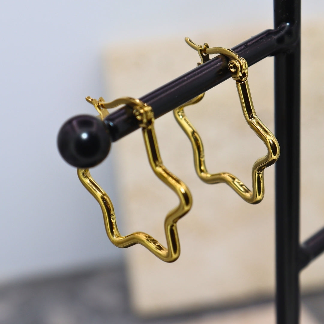 Gold Star Hoops - Adorn-iq