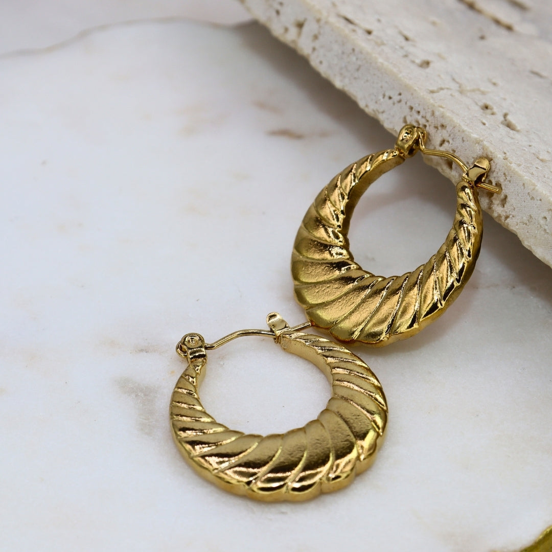 Croissant Gold Hoops - Adorn-iq