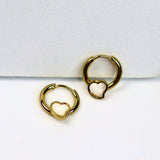 Mother Pearl Heart Huggies - Adorn-iq