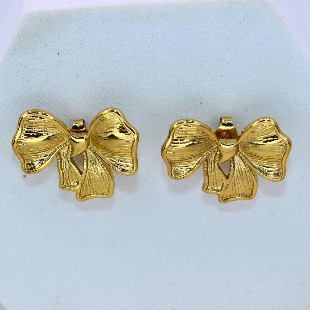 Bow Foil Stud Earrings - Adorn-iq