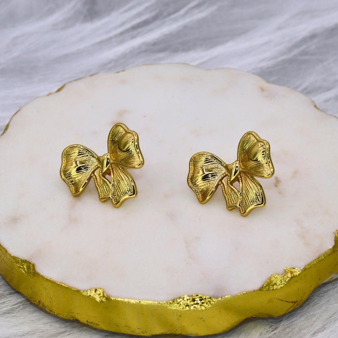 Bow Foil Stud Earrings - Adorn-iq