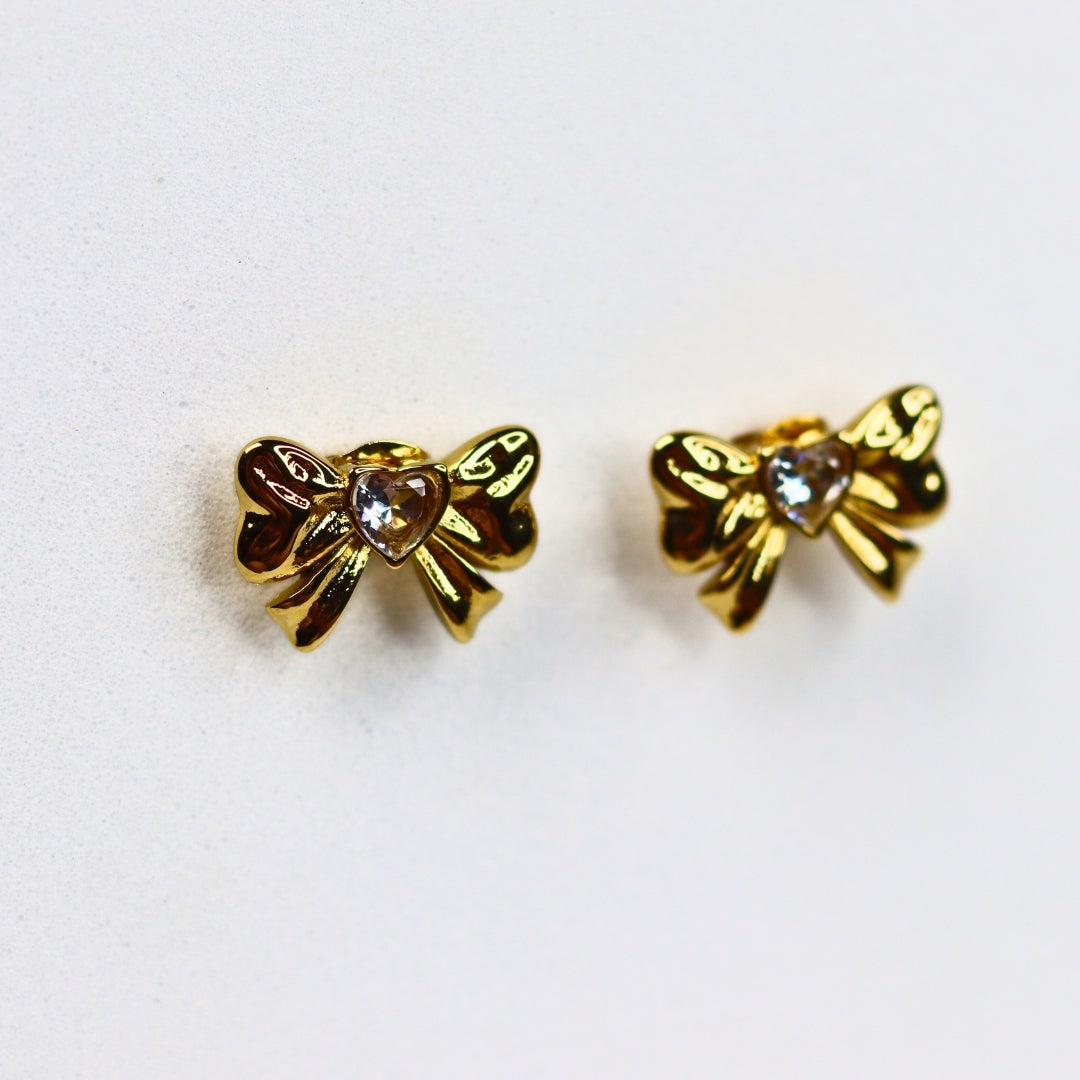 Center Stoned Bow Earrings - Adorn-iq