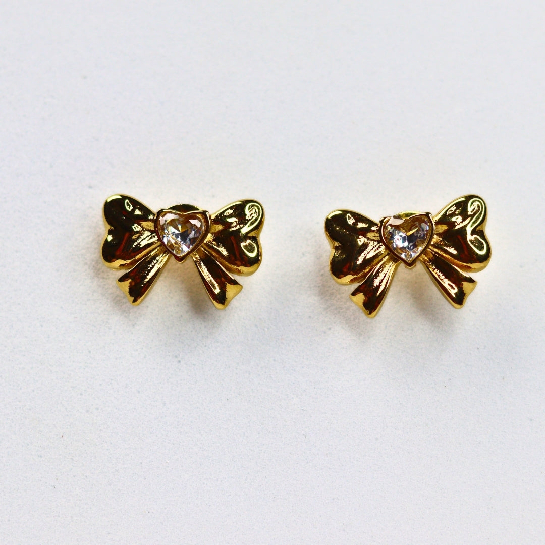 Center Stoned Bow Earrings - Adorn-iq