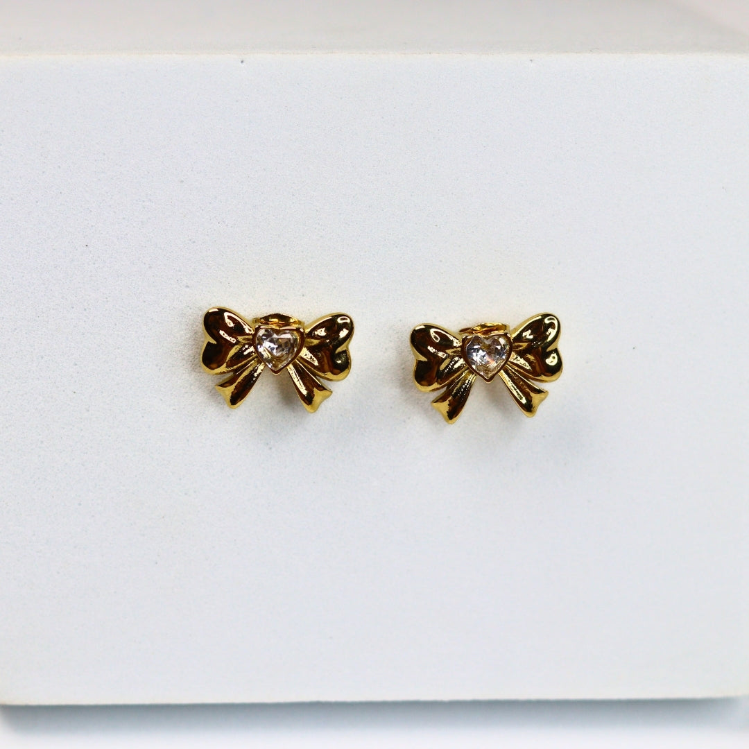 Center Stoned Bow Earrings - Adorn-iq