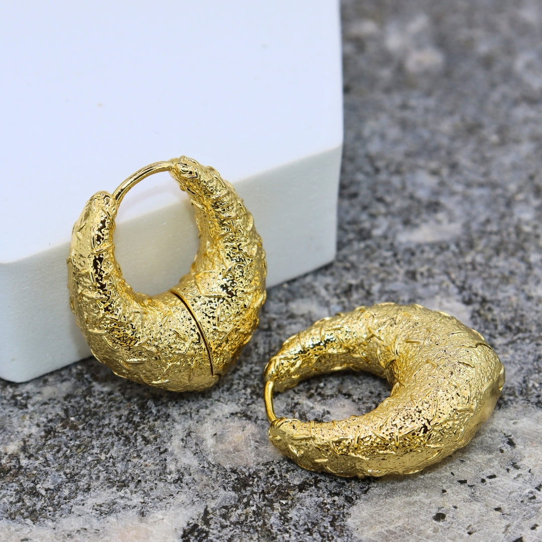 Chunky Foil Hammered Hoops - Adorn-iq