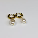 Chunky Pearl Drop Bali Hoops - Adorn-iq