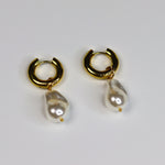 Chunky Pearl Drop Bali Hoops - Adorn-iq