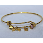 Clover Bow Charm Bangle Bracelet - Adorn-iq
