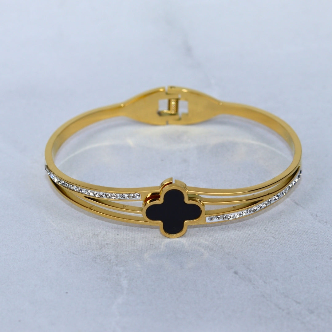 Clover Studded Bangle Bracelet - Adorn-iq
