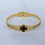 Clover Studded Bangle Bracelet - Adorn-iq