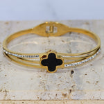 Clover Studded Bangle Bracelet - Adorn-iq