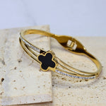 Clover Studded Bangle Bracelet - Adorn-iq