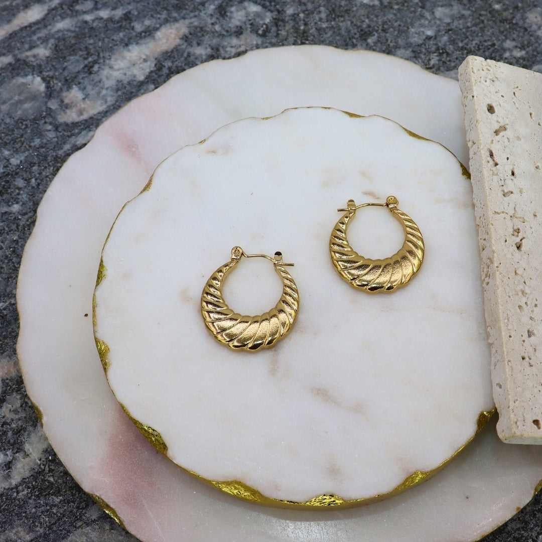 Croissant Gold Hoops - Adorn-iq