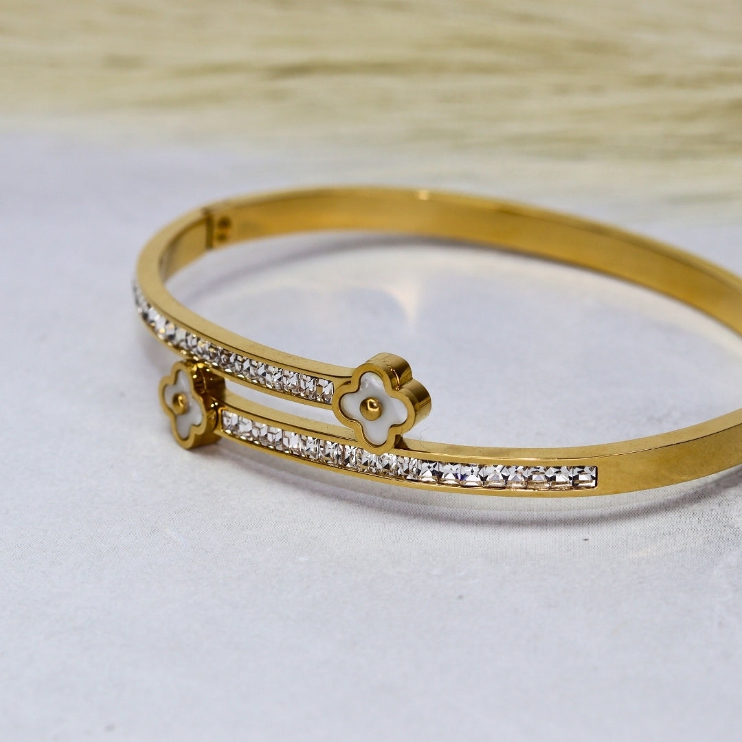 Cross Clover Bangle Bracelet - Adorn-iq