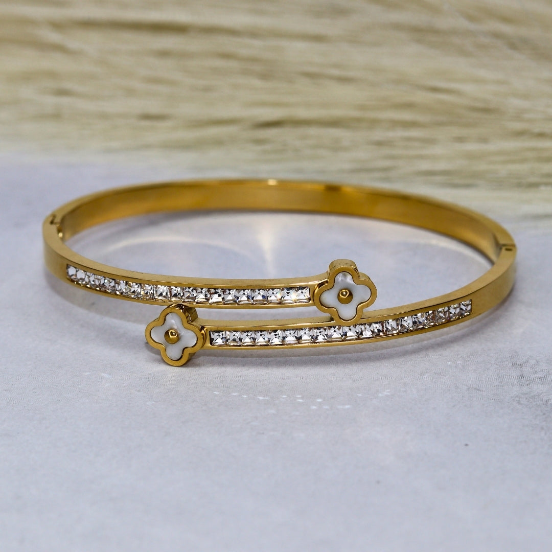 Cross Clover Bangle Bracelet - Adorn-iq