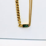 Dual Chain Emerald Necklace - Adorn-iq