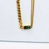 Dual Chain Emerald Necklace - Adorn-iq