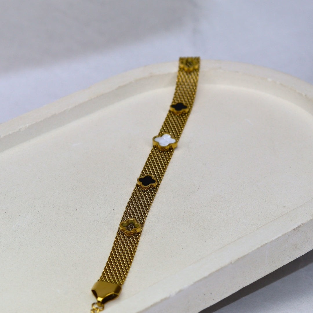Dual Clover Band Chain Bracelet - Adorn-iq