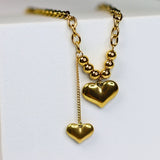 Dual Heart Link Chain Necklace - Adorn-iq