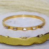 Emerald Cut Clear Stones Bangle Bracelet - Adorn-iq