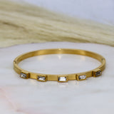 Emerald Cut Clear Stones Bangle Bracelet - Adorn-iq