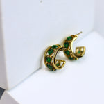 Emerald Heart Half Hoops - Adorn-iq