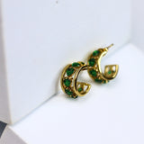 Emerald Heart Half Hoops - Adorn-iq