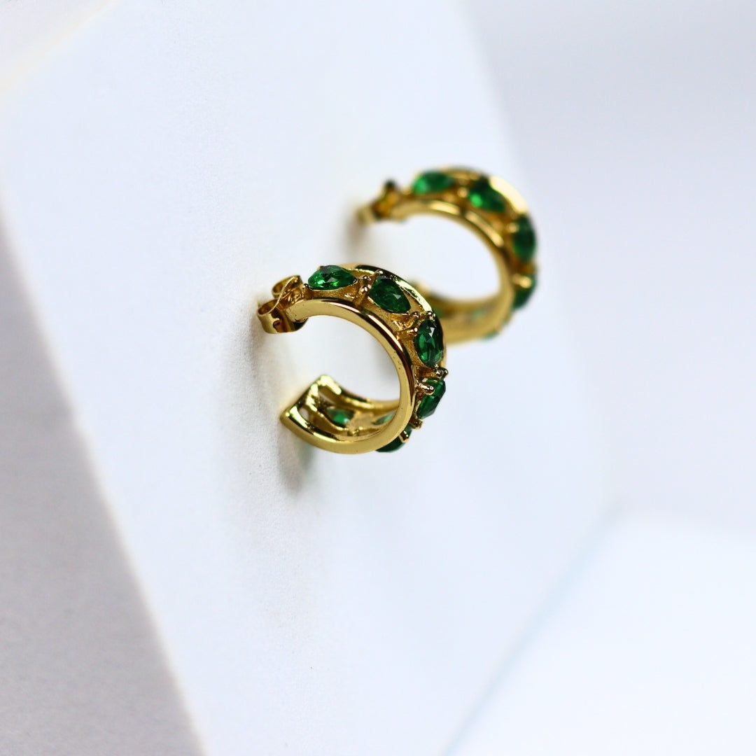 Emerald Heart Half Hoops - Adorn-iq