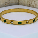 Emerald Stones Bangle Bracelet - Adorn-iq