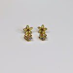 Floral Square Solitaire Earrings - Adorn-iq