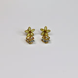 Floral Square Solitaire Earrings - Adorn-iq