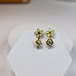 Floral Square Solitaire Earrings - Adorn-iq