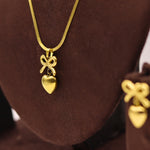 Gold Bow Heart Combo Set pendant