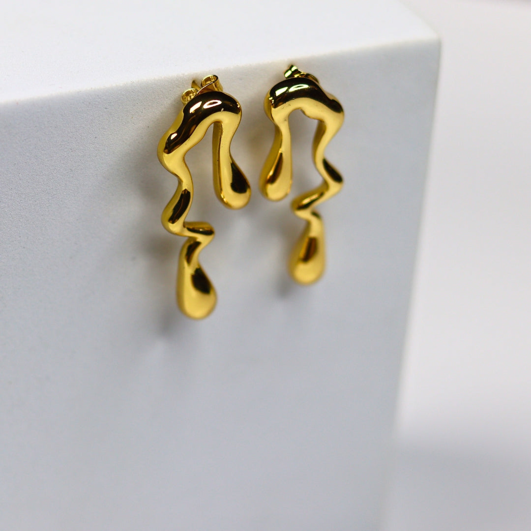 Gold Melted Earrings - Adorn-iq