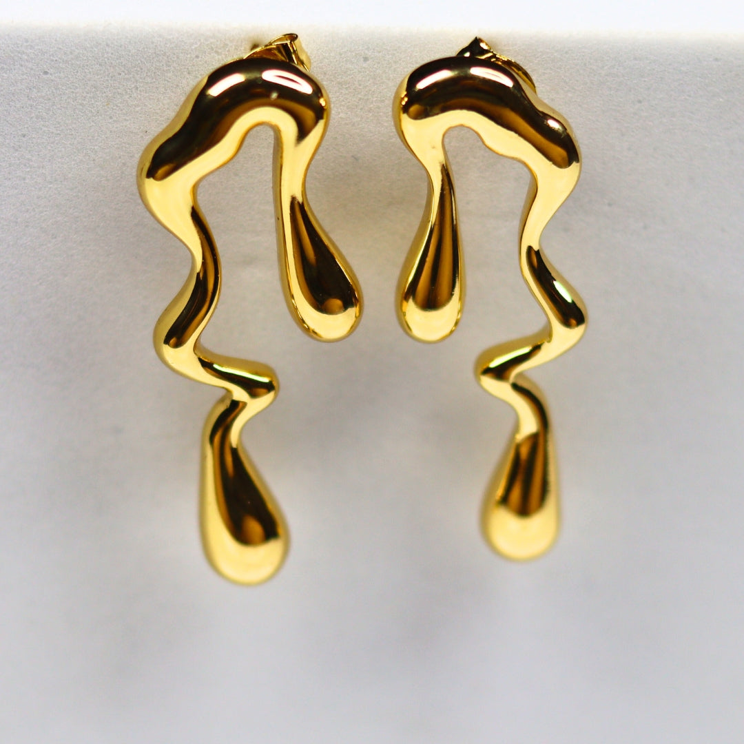 Gold Melted Earrings - Adorn-iq