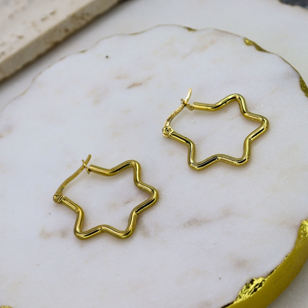 Gold Star Hoops - Adorn-iq