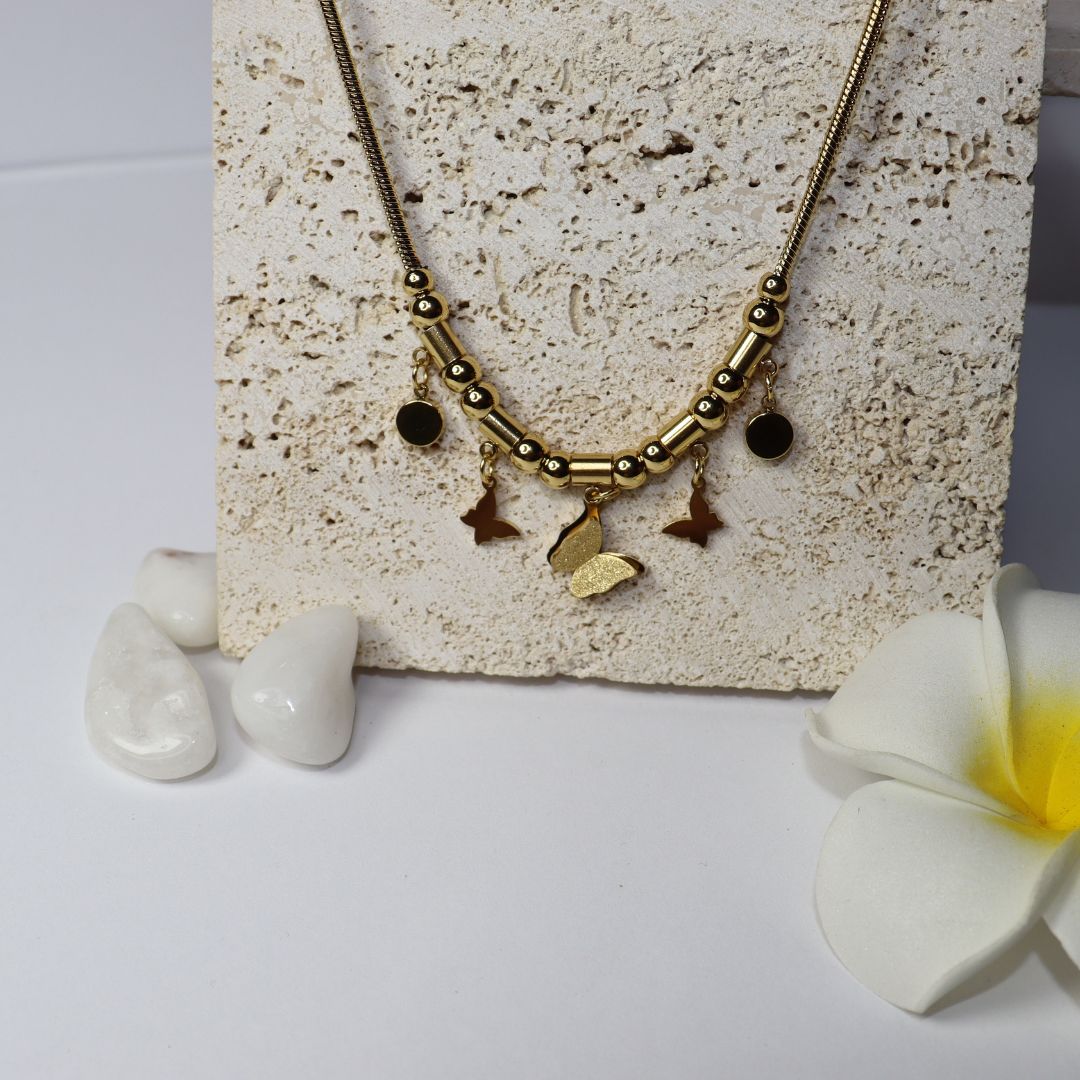 Golden Butterfly Charm Necklace - Adorn-iq