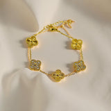 Golden Opal Clover Chain Bracelet