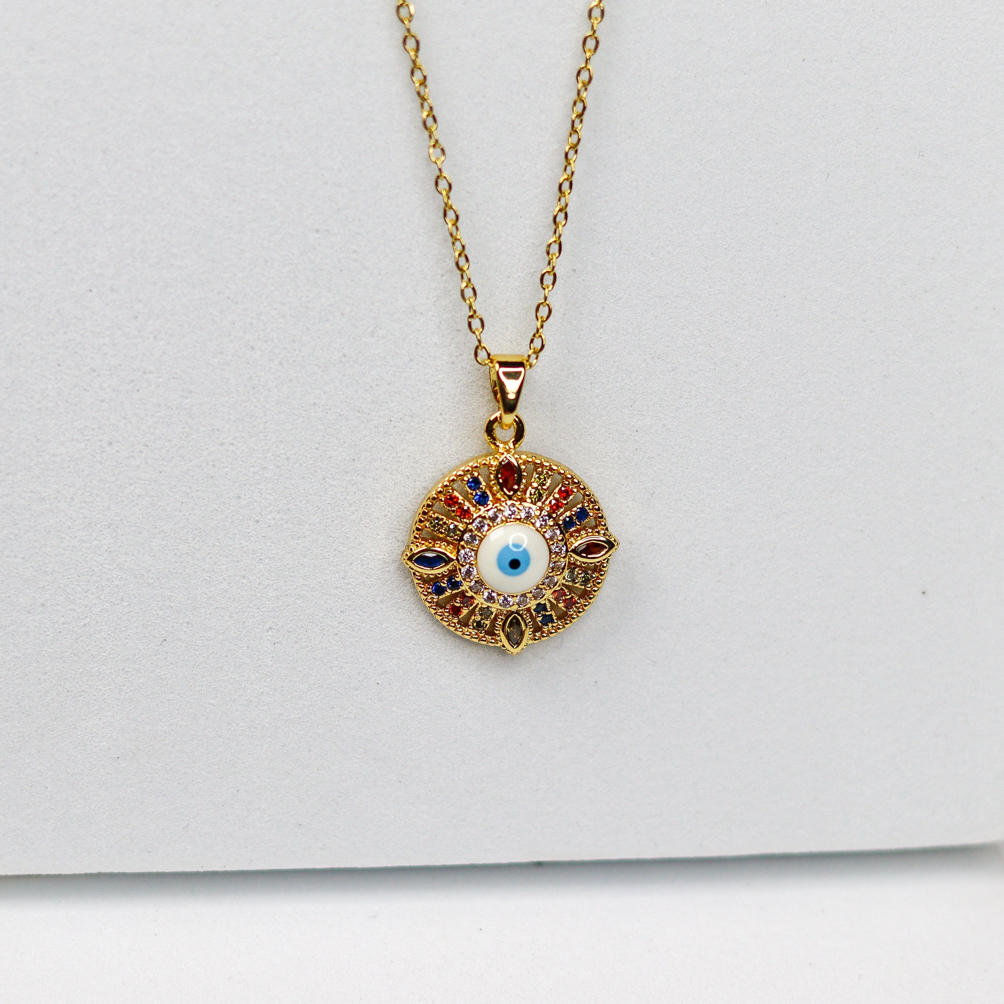 Multi-Stones Nazar Necklace - Adorn-iq