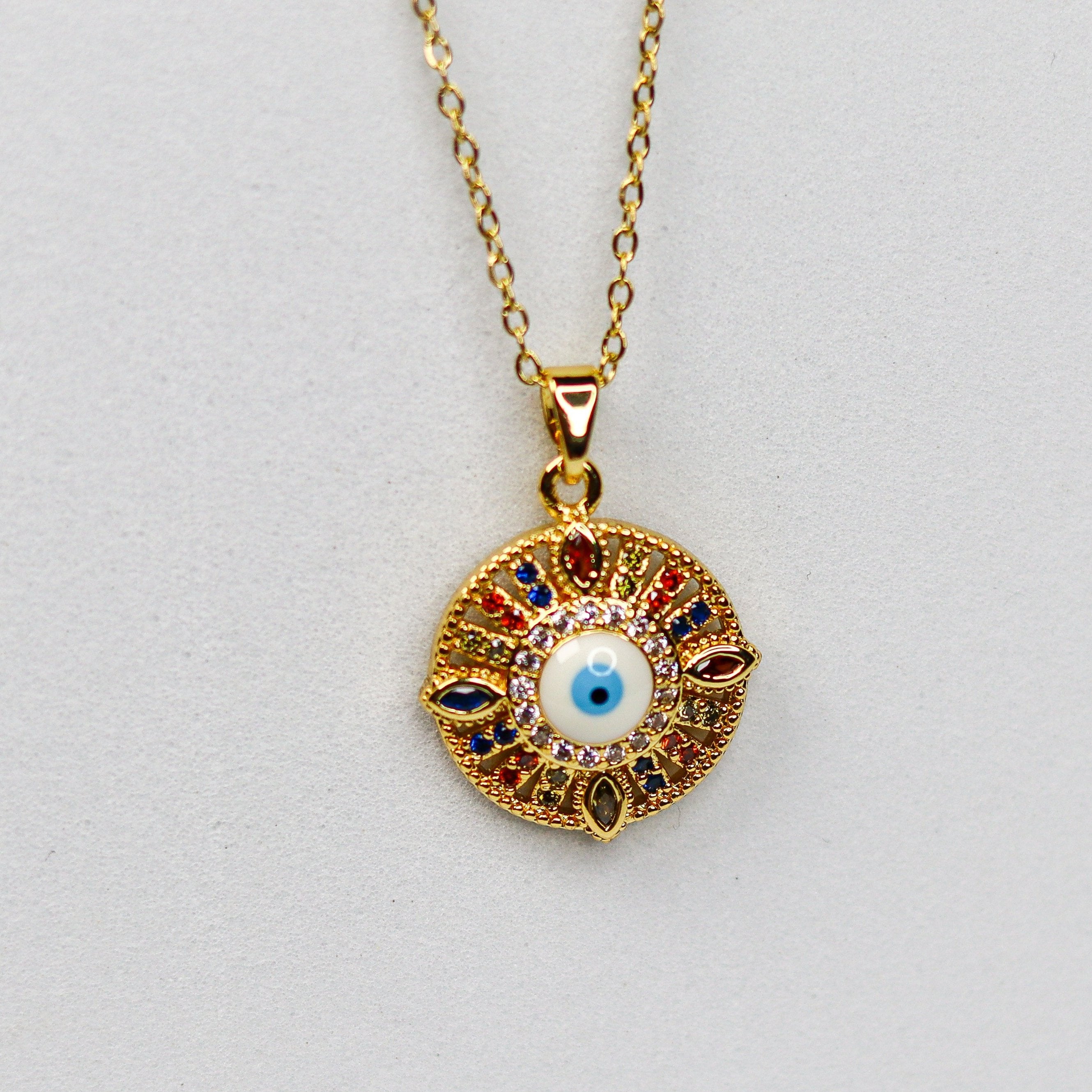 Multi-Stones Nazar Necklace - Adorn-iq
