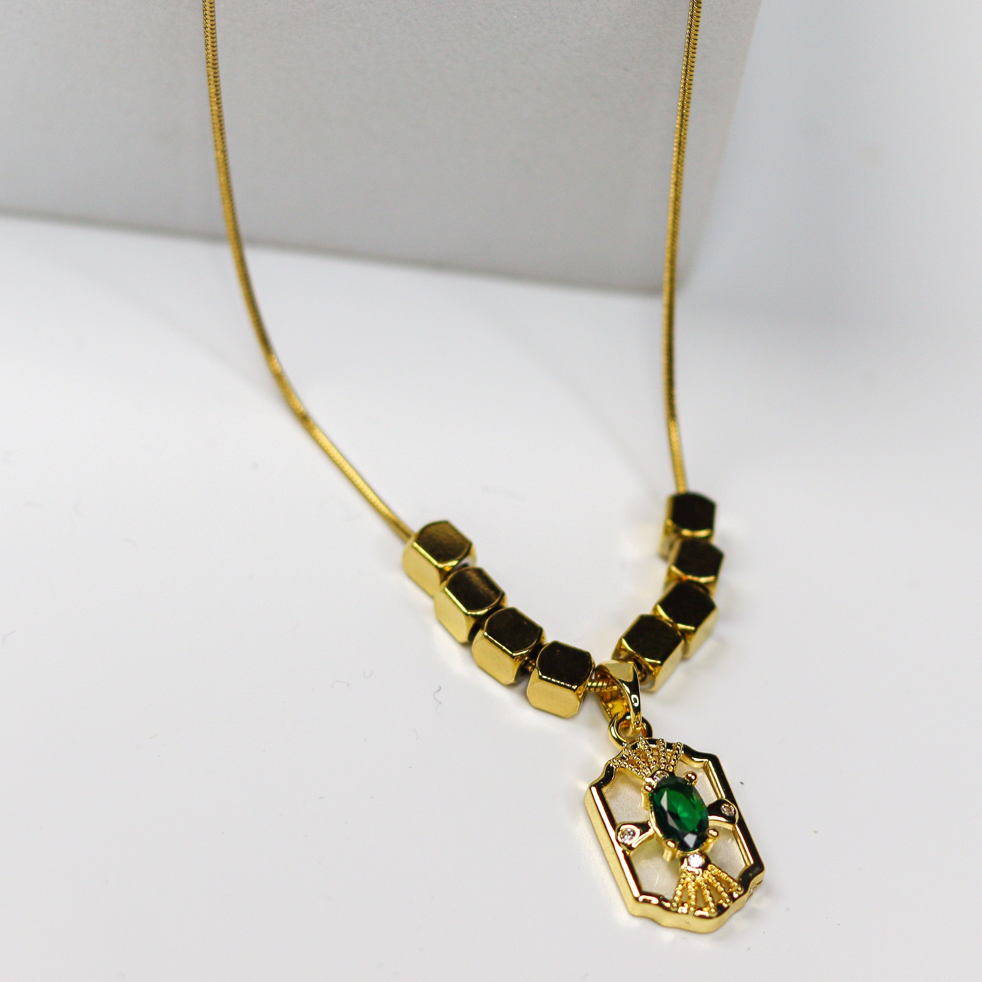 Emerald Gold-Tone Necklace - Adorn-iq