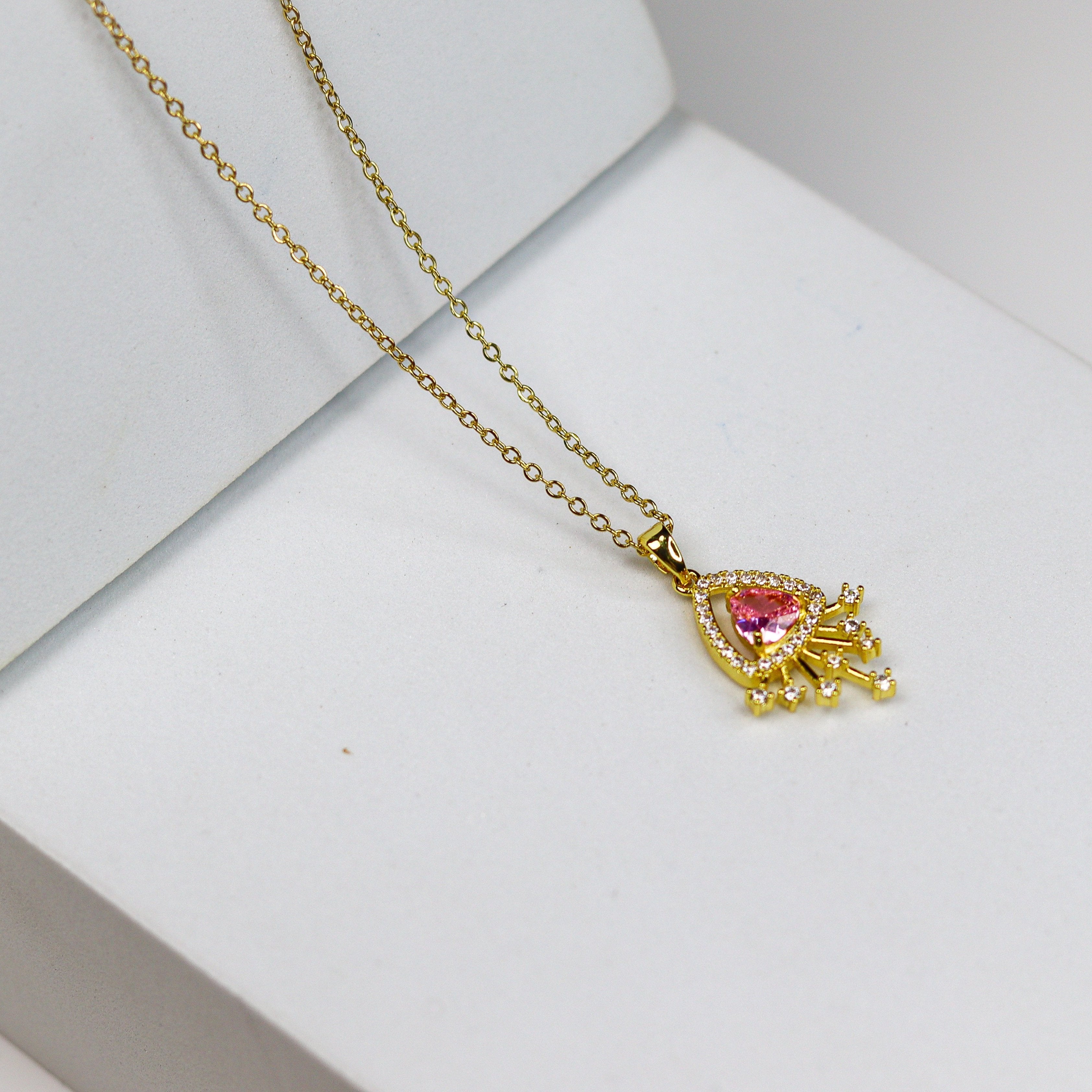 Pink Solitaire Necklace - Adorn-iq