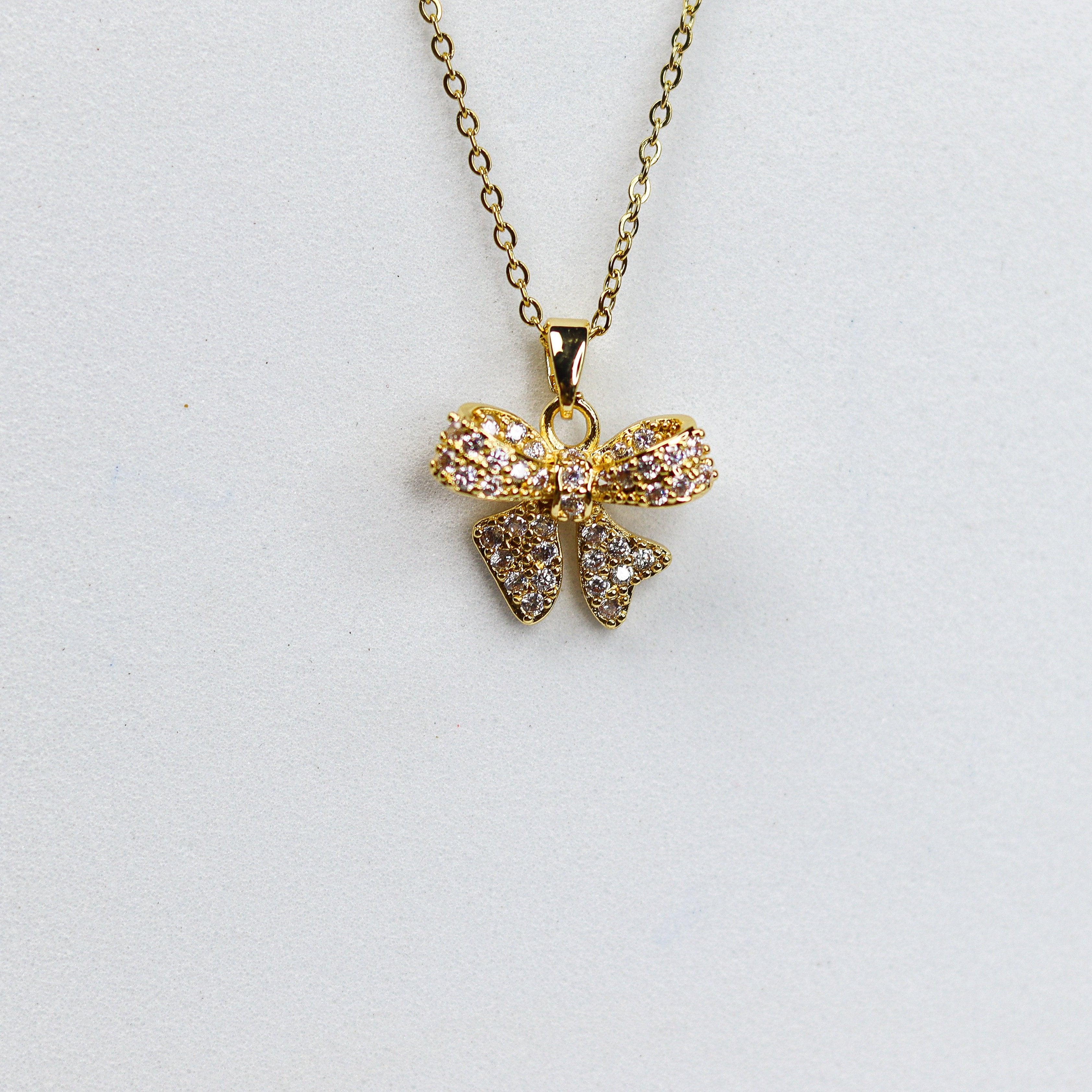 Sparkling Bow Necklace - Adorn-iq